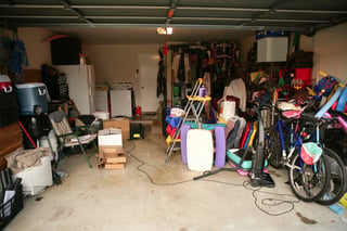 Before: Cluttered garage